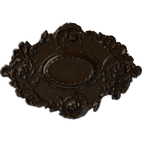 Ekena Millwork 30-3/8 in. W x 20-3/4 in. H x 1 in. Kinsley Flowing Leaf Urethane Ceiling Medallion, Bronze