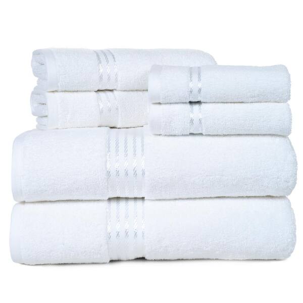 6-Piece White Solid 100% Cotton Bath Towel Set