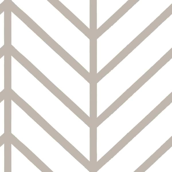 Unbranded Herringbone Line Warm Grey Peel and Stick Vinyl Wallpaper