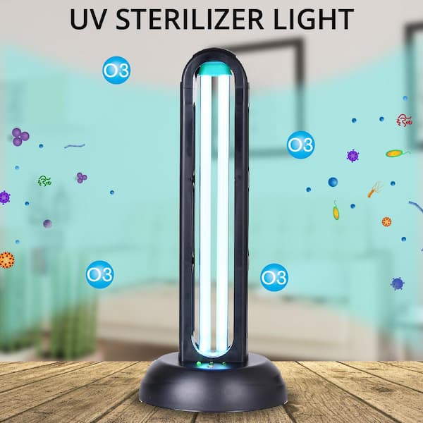 16.5 UV Sterilized Black Glass Table Lamp w/ Remote Control