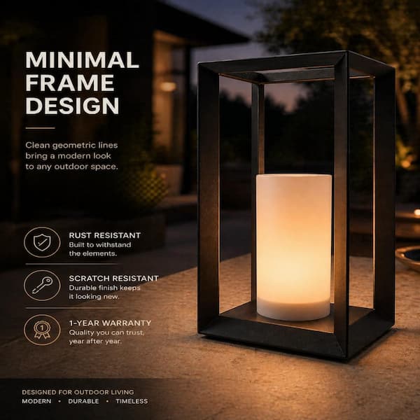 ALOA DECOR H14'' Modern Minimalist Open Frame Solar Lantern with