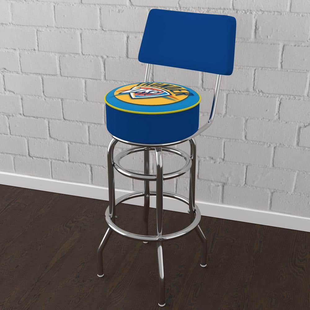 Oklahoma City Thunder Logo 31 in. Yellow Low Back Metal Bar Stool with Viny