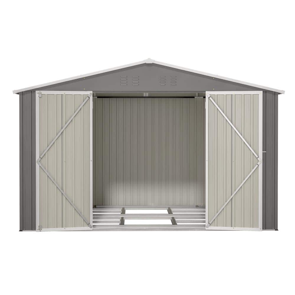 10X8 FT Metal Outdoor Tool Storage Shed with Metal Foundation & Lockable Doors for Garden,Patio,Backyard,Lawn,Gray price history on PriceWatchPro
