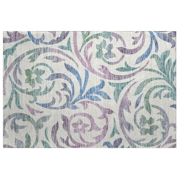 Dream Shag Premium Machine Washable Abstract ADS764 White 3 ft. x 4 ft. Area Rug