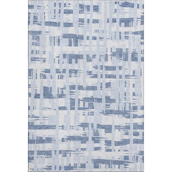 Mayfield Premium Machine Washable Abstract AMF1849 Blue 9 ft. x 12 ft. Area Rug