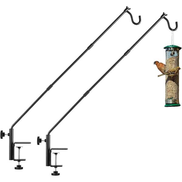 FAWEY TRED INC 2 Pack Metal Heavy Duty Fence Deck Hook 31 in. for Bird Feeder-Extended-Adjustable-360° Rotary-Solid Rod