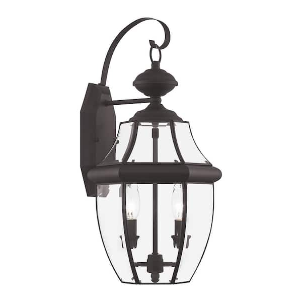 AVIANCE LIGHTING Aston 20.25 in. 2-Light Bronze Outdoor Hardwired Wall Lantern Sconce with No Bulbs Included