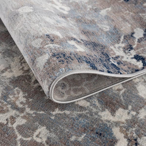 Havana Navy Blue 2 ft. 3 in. x 5 ft. Traditional Distressed Doormat Area Rug Entrance Floor Mat