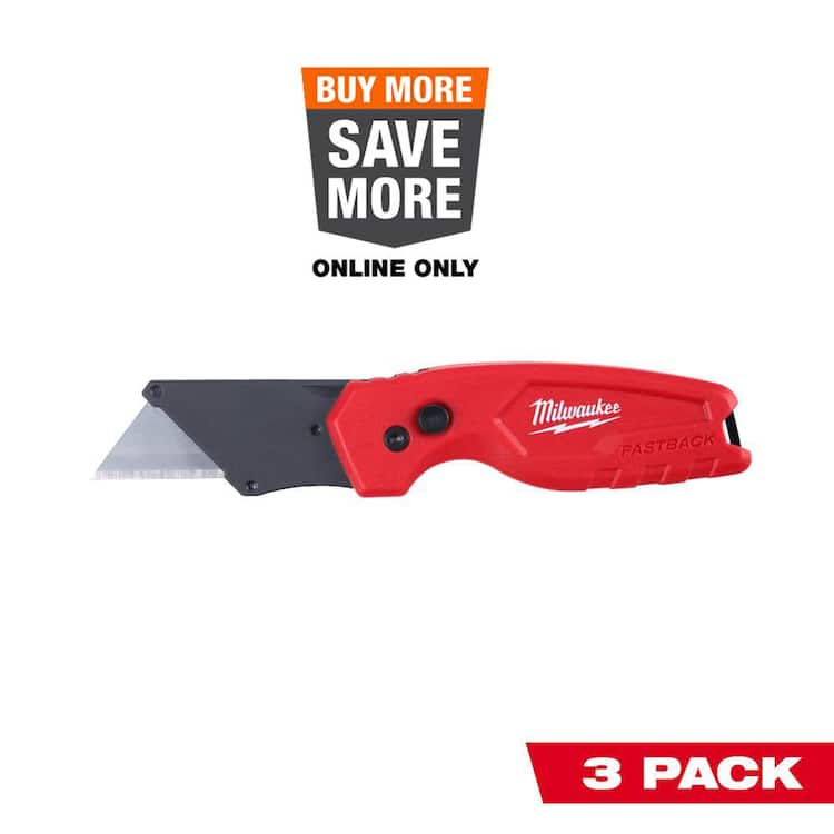 Milwaukee FASTBACK Compact Folding Utility Knife with General Purpose Blade (3-Pack)