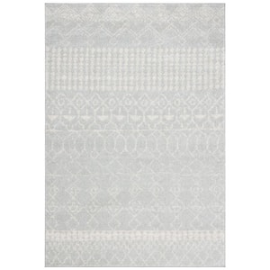 Tulum Light Gray/Ivory 4 ft. x 6 ft. Moroccan Area Rug