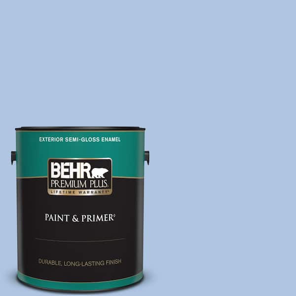 BEHR PREMIUM PLUS 1 gal. #580B-4 Ocean Dream Semi-Gloss Enamel Exterior Paint & Primer