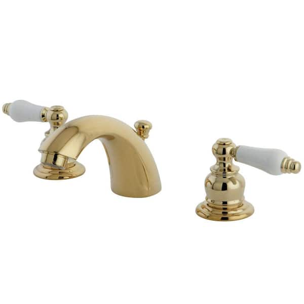Kingston Brass Victorian 4 in. Mini-Widespread 2-Handle Mid-Arc Bathroom Faucet in Polished Brass