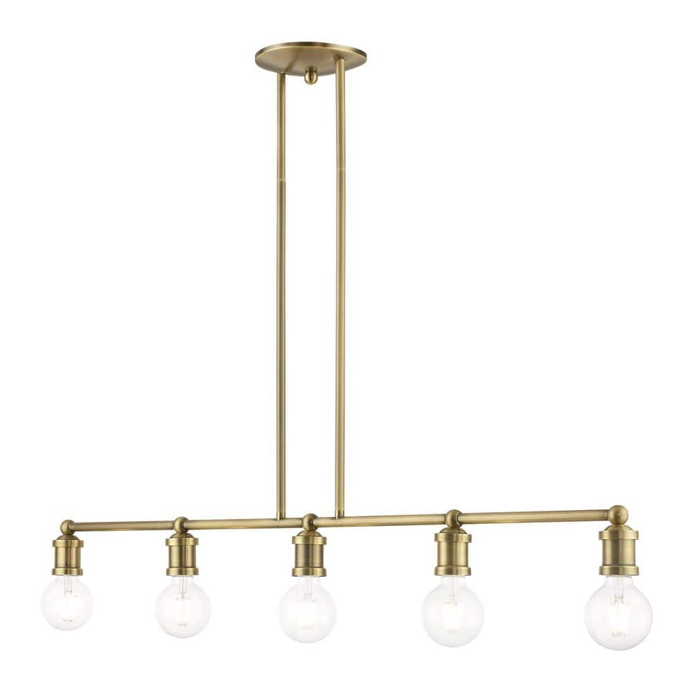 Lansdale Antique Brass 5-Light Linear Chandelier