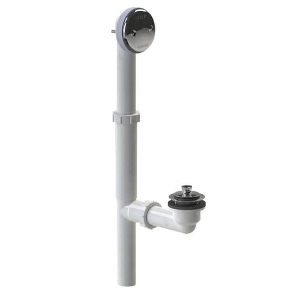Watco 500 Series 16 in. Tubular Plastic Bath Waste with Push Pull Bathtub Stopper in Chrome Plated