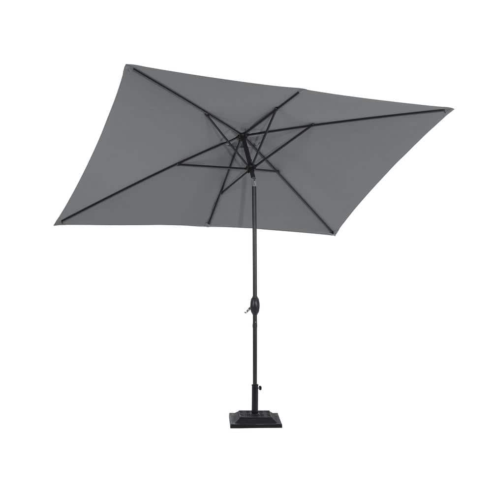 9 ft. Aluminum Market Patio Umbrella Outdoor Umbrella in Gray with Push Button Tilt and Crank Lifting System price history on PriceWatchPro