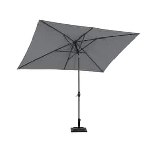 9 ft. Aluminum Market Patio Umbrella Outdoor Umbrella in Gray with Push Button Tilt and Crank Lifting System