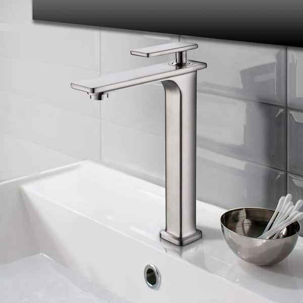 Single-Handle Single-Hole Bathroom Faucet Brushed Nickel