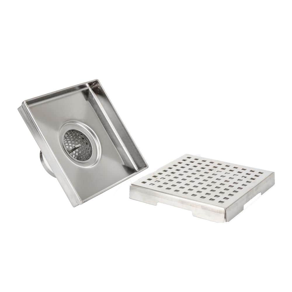 Innova 4" Chrome Stainless Steel Square Shower Drain Grate