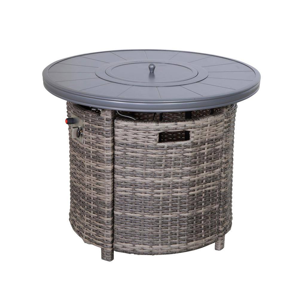 32 in. W 55,000 BTU Round Outdoor Propane Gas Fire Pit Table with Lid price history on PriceWatchPro