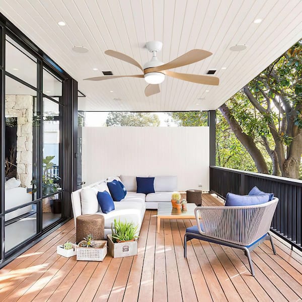 45 in.Modern Outdoor Indoor White Standard Downrod Mount Ceiling Fans with Lights and Remote,Quiet DC Motor,Dimmable