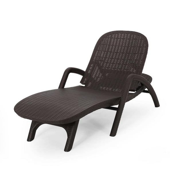 Mikael Dark Brown 1-Piece Faux Wicker Outdoor Patio Chaise Lounge