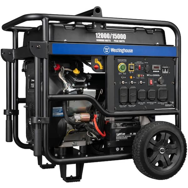 Westinghouse 15,000/12,000-Watt Gas Powered Portable Generator with Remote Electric Start, Low THD, and 50 Amp Outlet