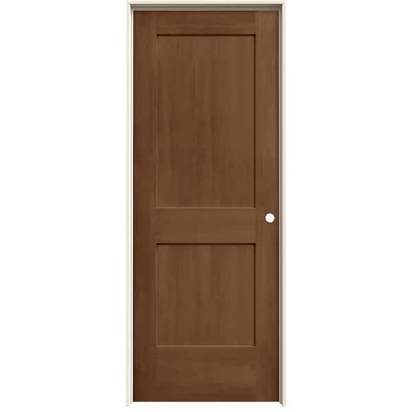 JELD-WEN 24 in. x 80 in. Monroe Hazelnut Stain Left-Hand Solid Core Molded Composite MDF Single Prehung Interior Door
