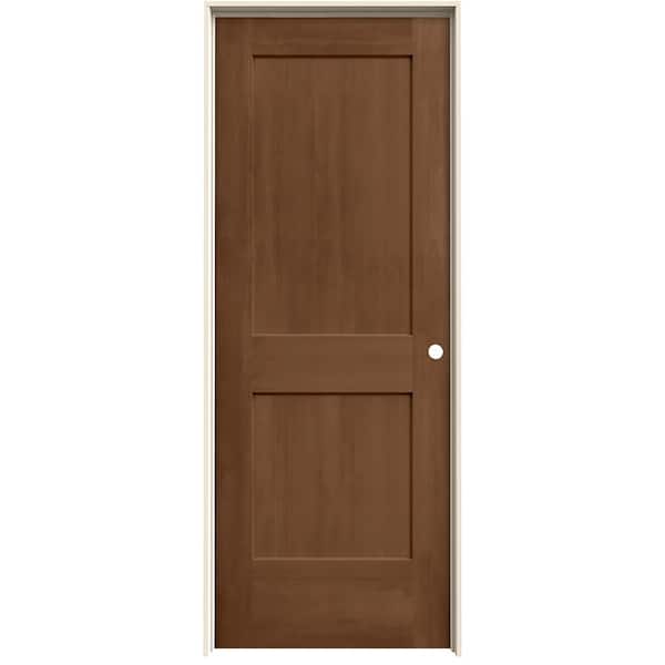 JELD-WEN 28 in. x 80 in. Monroe Hazelnut Stain Left-Hand Solid Core Molded Composite MDF Single Prehung Interior Door