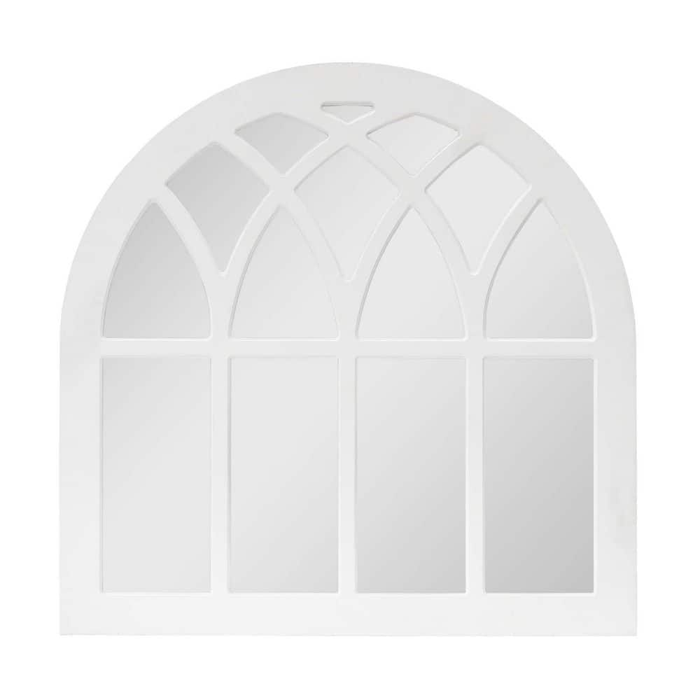 PARISLOFT 31.875 in. W x 31.875 in. H Arch Framed Classic White Wood ...