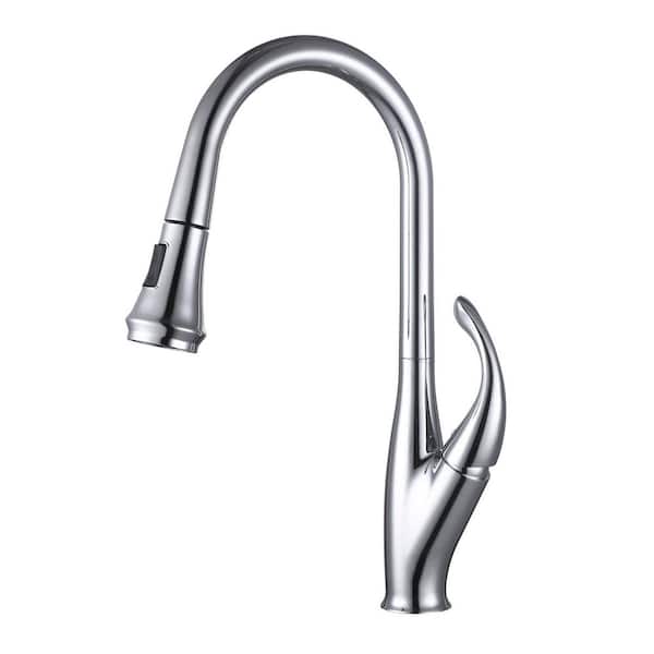 Unbranded 18.31 in. Single Handle 360° Spout Swivel Pull Down Sprayer Kitchen Faucet with Advanced Spray in Polished Chrome