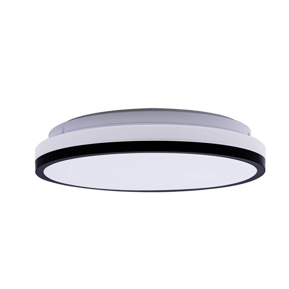 13.4 in. White Flush Mount Ceiling Light with Black Trim, Dimmable LED price history on PriceWatchPro