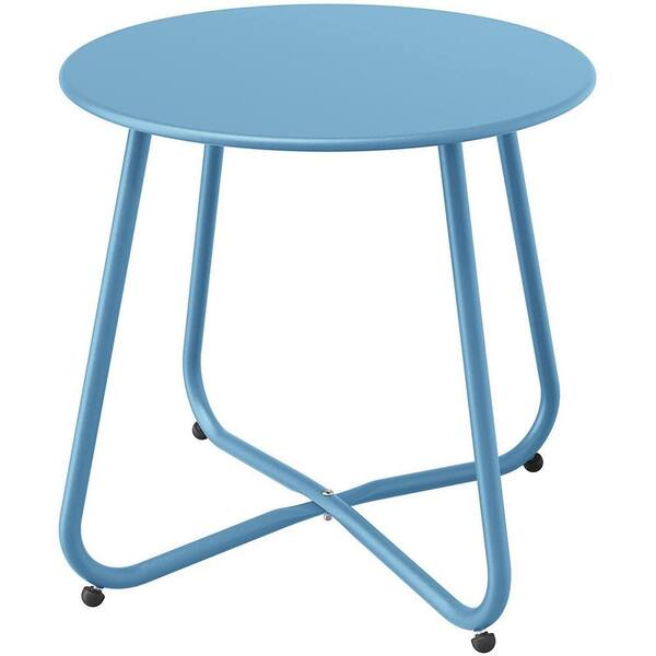Metal Outdoor Side Table, blue HD0102HAEEDU The Home Depot