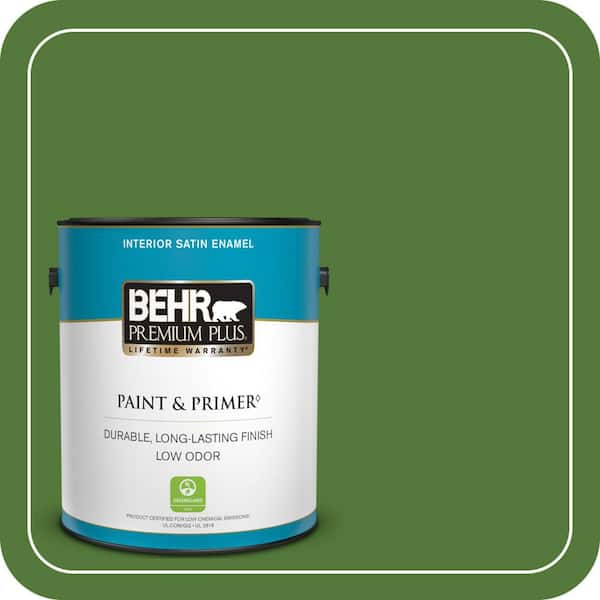 BEHR PREMIUM PLUS 1 gal. #P380-7 Luck of the Irish Satin Enamel Low Odor Interior Paint & Primer