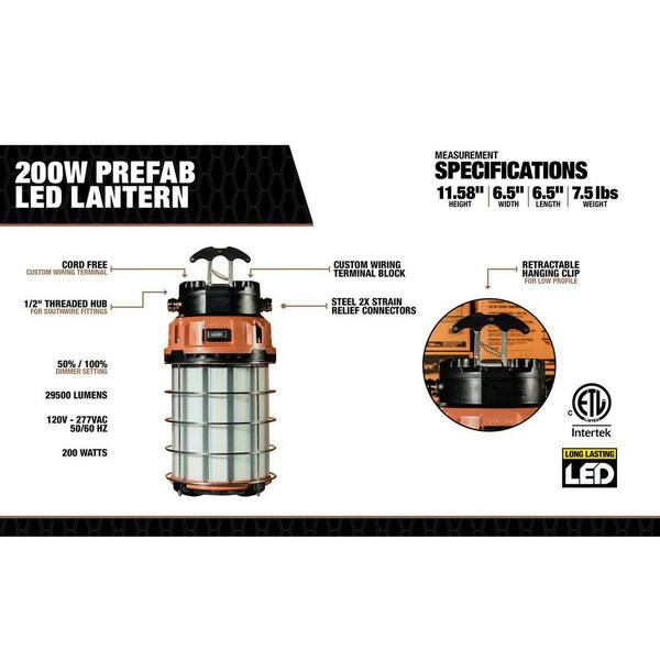 Southwire 200-Watt PreFab LED Overhead Lantern T90200 - The Home Depot