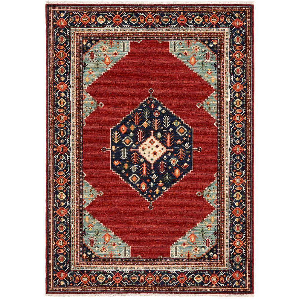Lillian Red/Blue 10 ft. x 13 ft. Border Oriental Medallion Wool/Nylon Blend Fringed-Edge Indoor Area Rug price history on PriceWatchPro