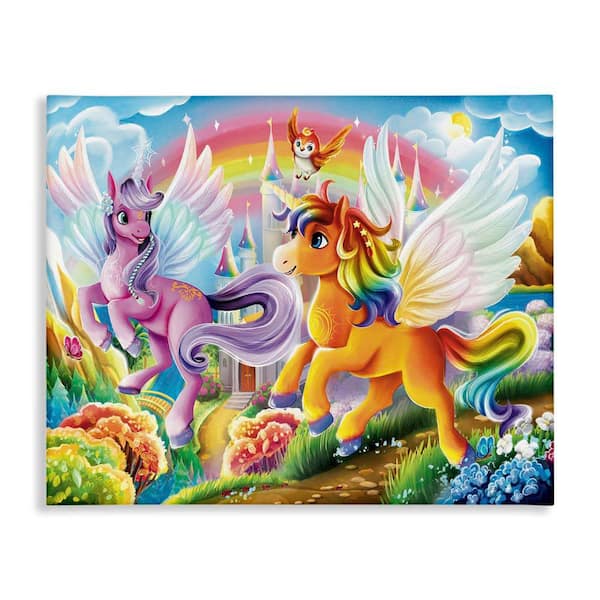 Stupell Industries Fluttering Unicorns and Rainbow by Image World Unframed Fantasy Graphic Art Print 36 in. x 48 in.