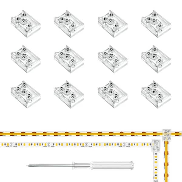 Transparent Single Circuit Track lighting Connector 12-Pack-2-Pin T and L Shape for Single Color LED Strips