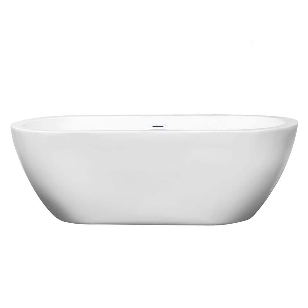Soho 68'' Shiny White Freestanding Acrylic Soaking Bathtub