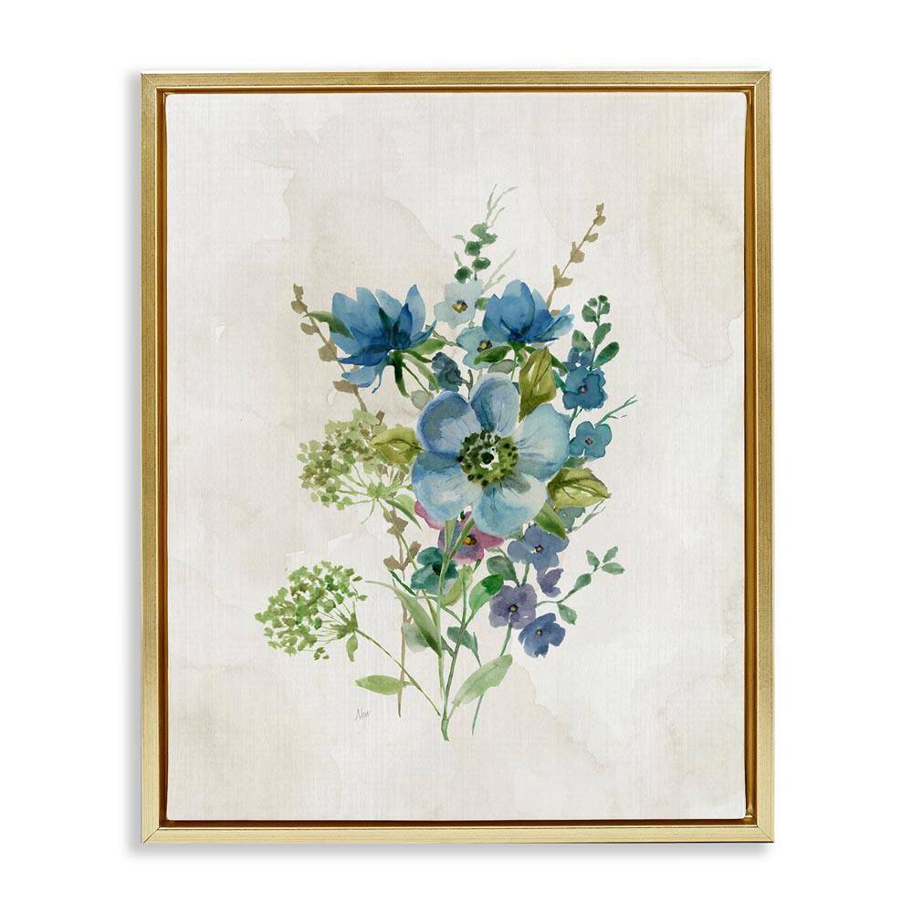Blue Wildflower Cluster by Nan Gold Floater Frame Nature Graphic Art Print 31 in. x 25 in. price history on PriceWatchPro