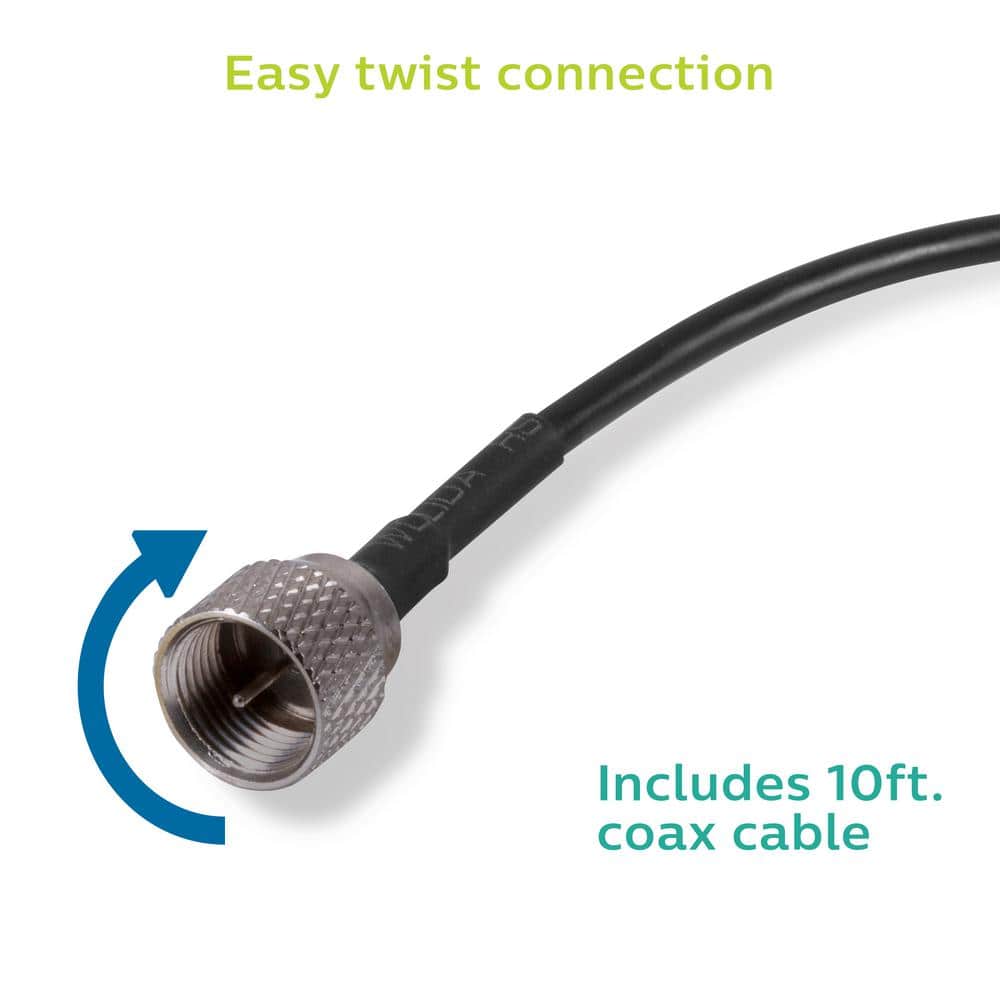 Philips Elite Black Indoor Amplified HDTV Signal Finder Antenna