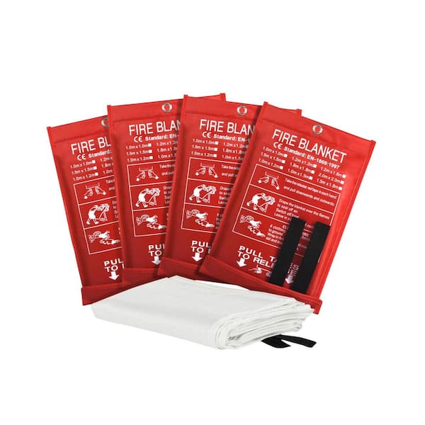 Fiberglass Emergency Fire Blanket Suppression Blanket Home Kitchen Safety 40x40 in.es White 4 Pack