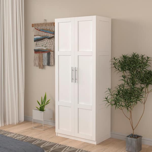 Kitchen storage pantry cabinet tall wood organizer shelves white armoire bedroom discount