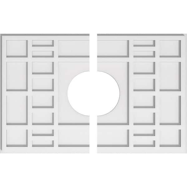 Ekena Millwork 28 in. W x 18-5/8 in. H x 7 in. ID x 1 in. P Beaux Architectural Grade PVC Contemporary Ceiling Medallion (2-Piece)