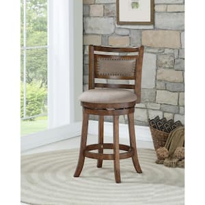 Aberdeen 24 in. Dark Brown Wood Counter Stool with Fabric Seat