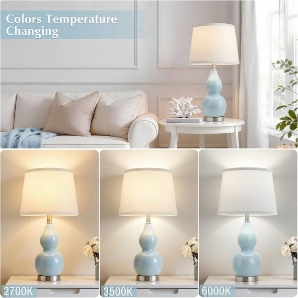 NatySwan 22.63 in. Blue Table Lamp Set, Color Temperature