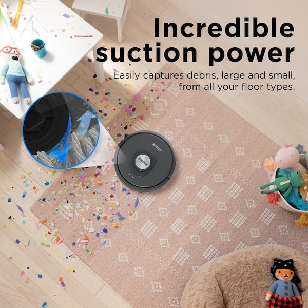 Matrix Self Emptying 13.39 in. Robotic Vacuum with Smart Navigation Self-Cleaning Brushroll in Black