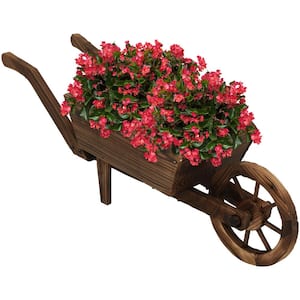 Wooden Decorative Wheelbarrow Planter