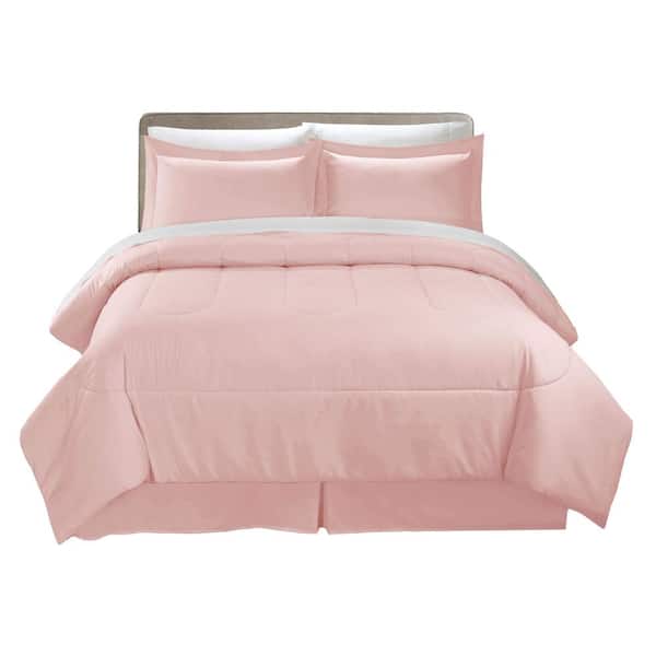 Swift Home All-Season 8-Piece Blush Solid Color Microfiber Queen Bed in a Bag