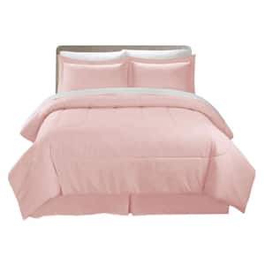 Swift Home All-Season 7-Piece Blush Solid Color Microfiber Twin Bed in a Bag