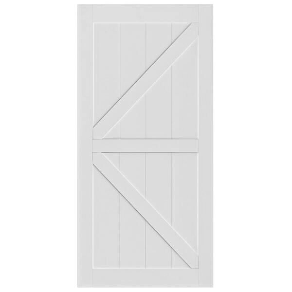 24 in. x 84 in. White Primed K Style Solid Core Wood Interior Slab Door, MDF, Barn Door Slab